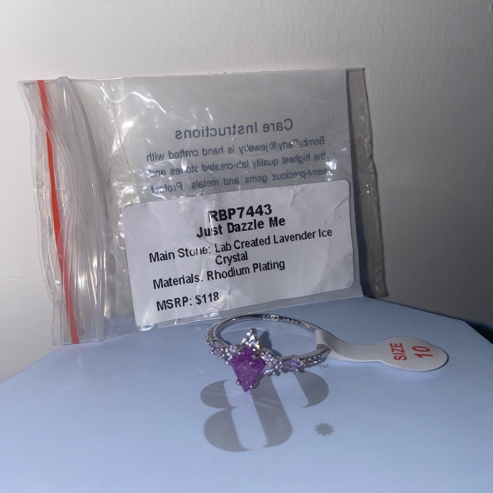 SOLD** Bomb Party Ring. JUST DAZZLE ME! Lavender Ice Crystal.